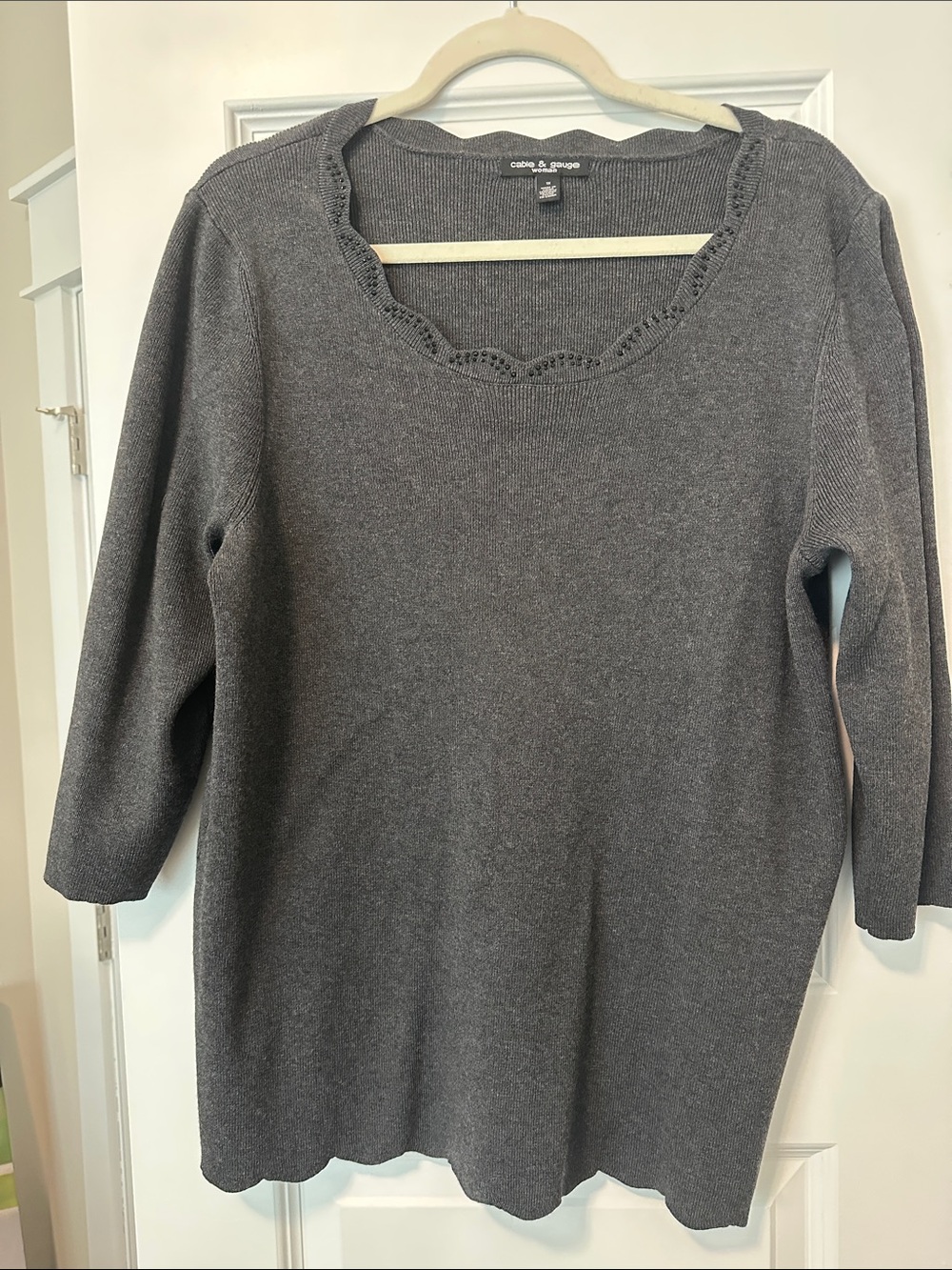 Cable & Gauge Charcoal Scoop Neck Pullover Sweater